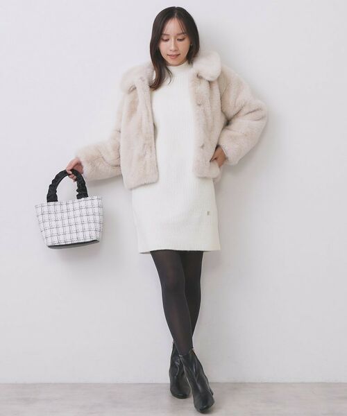 index / インデックス ワンピース | ウール混ケーブルスリーブミニワンピース【洗濯機OK】 | 詳細4