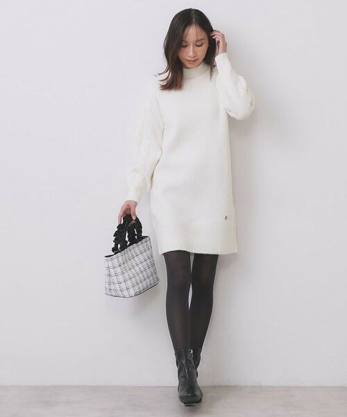 index / インデックス ワンピース | ウール混ケーブルスリーブミニワンピース【洗濯機OK】 | 詳細5