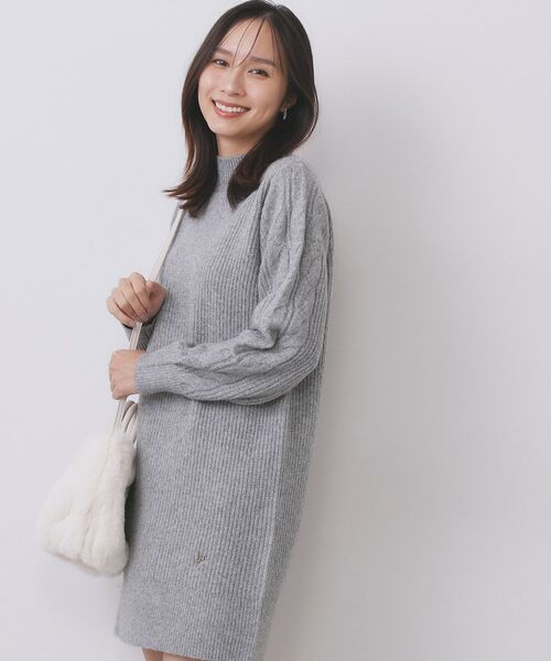 index / インデックス ワンピース | ウール混ケーブルスリーブミニワンピース【洗濯機OK】 | 詳細7