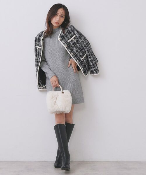 index / インデックス ワンピース | ウール混ケーブルスリーブミニワンピース【洗濯機OK】 | 詳細9