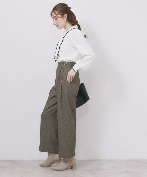 index / インデックス パンツ | カルゼツイードストレッチワイドパンツ【洗濯機OK/防シワ/イージーアイロン/抗ピル】 | 詳細15