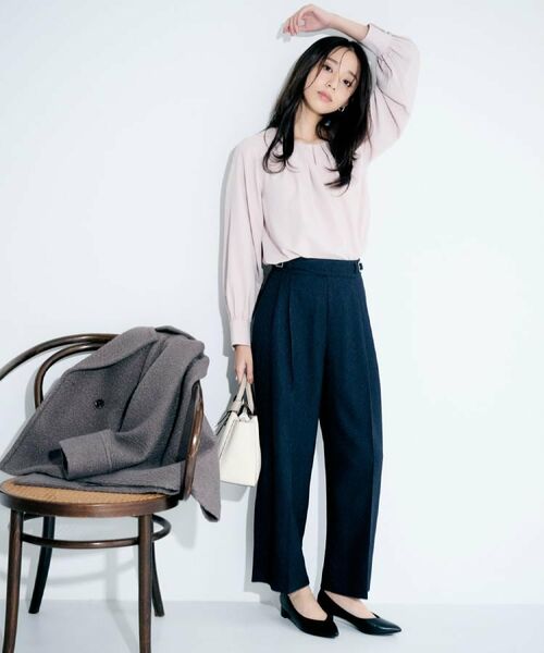 index / インデックス パンツ | カルゼツイードストレッチワイドパンツ【洗濯機OK/防シワ/イージーアイロン/抗ピル】 | 詳細3