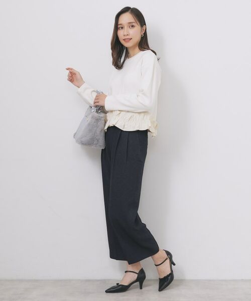 index / インデックス パンツ | カルゼツイードストレッチワイドパンツ【洗濯機OK/防シワ/イージーアイロン/抗ピル】 | 詳細7