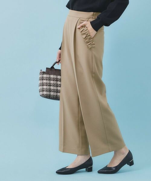 index / インデックス パンツ | フリルポケットストレートパンツ【洗濯機OK/防シワ】(モカブラウン(042))