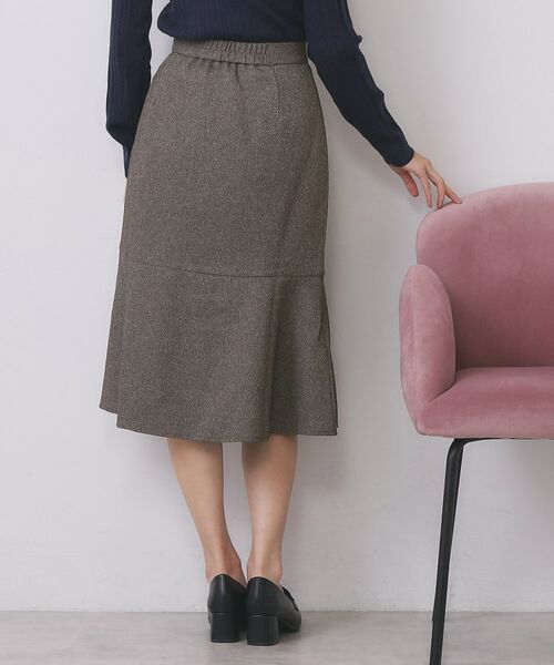 index / インデックス スカート | カルゼツイードアシメフレアスカート【洗濯機OK/防シワ/イージーアイロン/抗ピル】 | 詳細1
