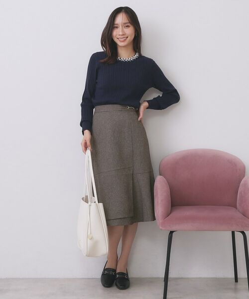 index / インデックス スカート | カルゼツイードアシメフレアスカート【洗濯機OK/防シワ/イージーアイロン/抗ピル】 | 詳細2