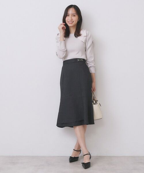 index / インデックス スカート | カルゼツイードアシメフレアスカート【洗濯機OK/防シワ/イージーアイロン/抗ピル】 | 詳細6