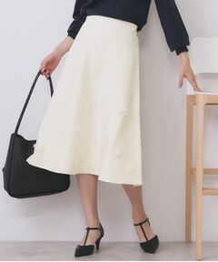 index / インデックス スカート | フラワーモチーフニットフレアスカート【洗える】