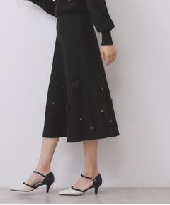 index / インデックス スカート | フラワーモチーフニットフレアスカート【洗える】