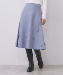 index / インデックス スカート | フラワーモチーフニットフレアスカート【洗える】