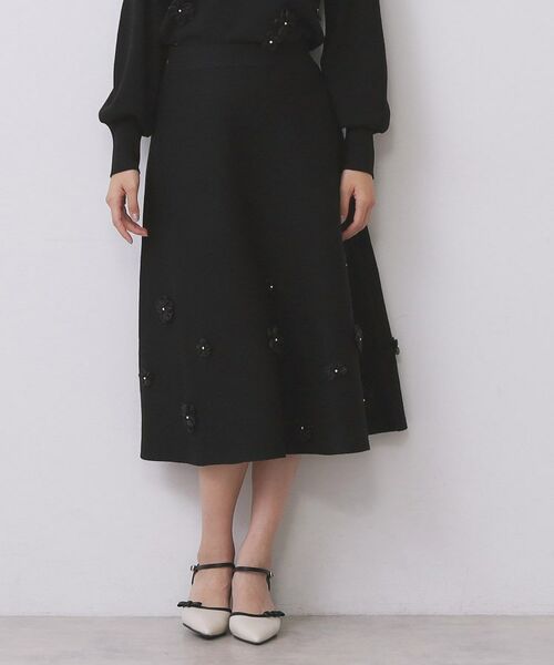 index / インデックス スカート | フラワーモチーフニットフレアスカート【洗える】 | 詳細10