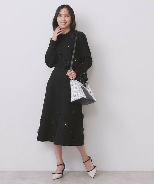 index / インデックス スカート | フラワーモチーフニットフレアスカート【洗える】 | 詳細11