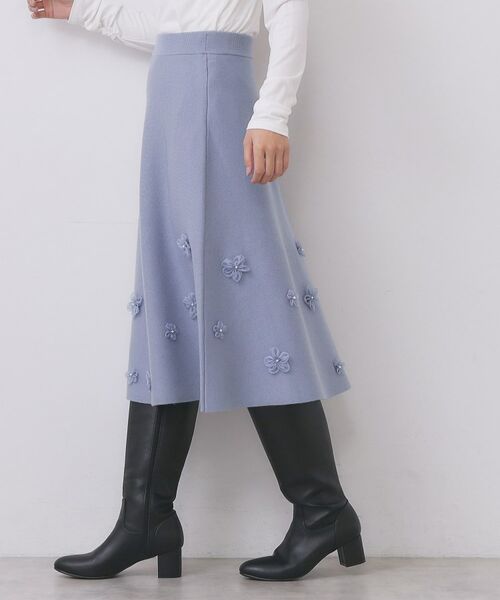 index / インデックス スカート | フラワーモチーフニットフレアスカート【洗える】 | 詳細14