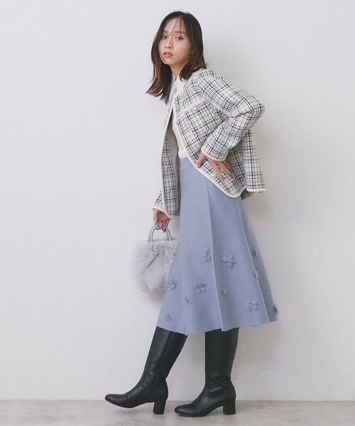 index / インデックス スカート | フラワーモチーフニットフレアスカート【洗える】 | 詳細15