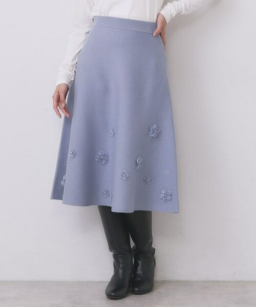 index / インデックス スカート | フラワーモチーフニットフレアスカート【洗える】 | 詳細18