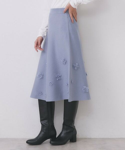 index / インデックス スカート | フラワーモチーフニットフレアスカート【洗える】 | 詳細19