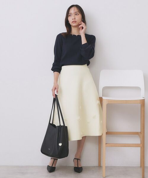 index / インデックス スカート | フラワーモチーフニットフレアスカート【洗える】 | 詳細7