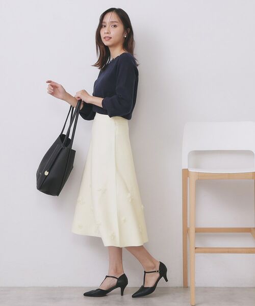 index / インデックス スカート | フラワーモチーフニットフレアスカート【洗える】 | 詳細8