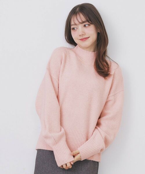 index / インデックス ニット・セーター | 選べる2丈 ハイネックカラーミックスラメニット【洗濯機OK】(ピンク(071))