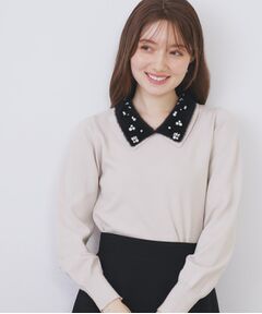 index / インデックス ニット・セーター | ダブルビジューフェザー衿付きニット【洗濯機OK】