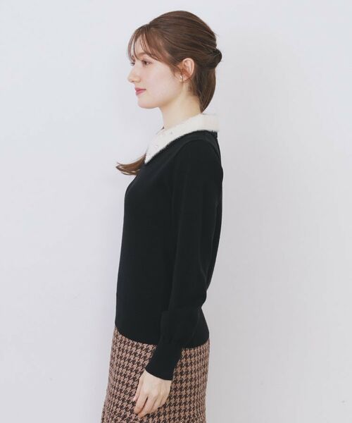 index / インデックス ニット・セーター | ダブルビジューフェザー衿付きニット【洗濯機OK】 | 詳細14