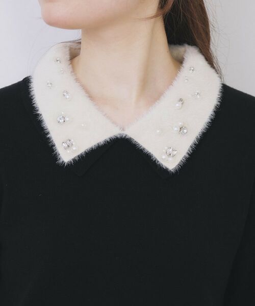 index / インデックス ニット・セーター | ダブルビジューフェザー衿付きニット【洗濯機OK】 | 詳細16