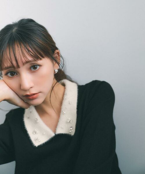 index / インデックス ニット・セーター | ダブルビジューフェザー衿付きニット【洗濯機OK】 | 詳細19