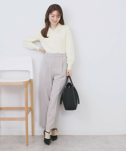 index / インデックス ニット・セーター | ダブルビジューフェザー衿付きニット【洗濯機OK】 | 詳細2