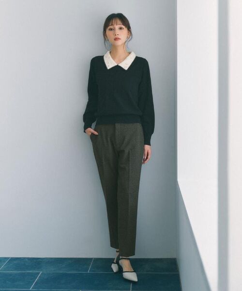 index / インデックス ニット・セーター | ダブルビジューフェザー衿付きニット【洗濯機OK】 | 詳細20