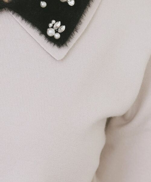 index / インデックス ニット・セーター | ダブルビジューフェザー衿付きニット【洗濯機OK】 | 詳細8