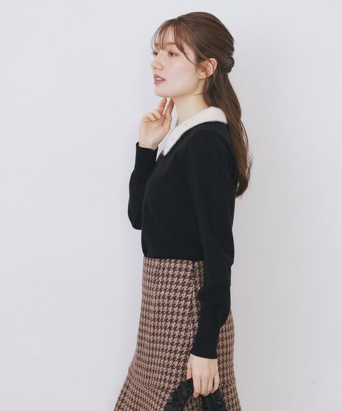 index / インデックス ニット・セーター | ダブルビジューフェザー衿付きニット【洗濯機OK】 | 詳細9