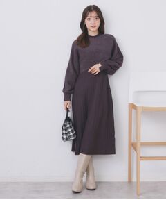 index / インデックス セットアップ | ラメフェザープルオーバーセット ニットワンピース【洗濯機OK】《XS～LL》