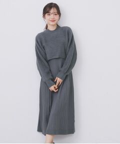 index / インデックス セットアップ | ラメフェザープルオーバーセット ニットワンピース【洗濯機OK】《XS～LL》