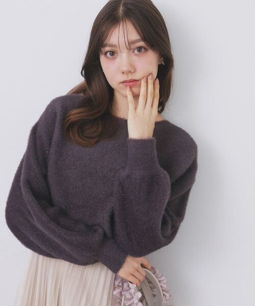 index / インデックス セットアップ | ラメフェザープルオーバーセット ニットワンピース【洗濯機OK】《XS~LL》 | 詳細4