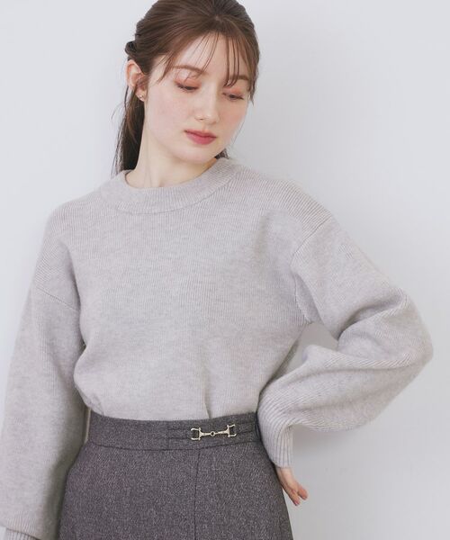 index / インデックス ニット・セーター | モックネックボクシーラメニット【洗濯機OK】《7col》(グレー(012))