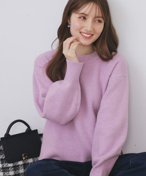 index / インデックス ニット・セーター | モックネックボクシーラメニット【洗濯機OK】《7col》(ラベンダー(080))