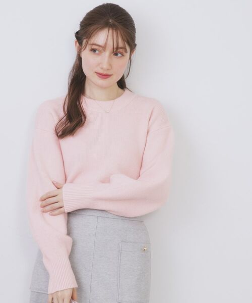 index / インデックス ニット・セーター | モックネックボクシーラメニット【洗濯機OK】《7col》(ライトピンク(870))