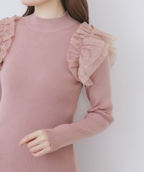 index / インデックス ニット・セーター | ショルダーチュールフリルハイネックニット【洗濯機OK/抗ピル】 | 詳細17
