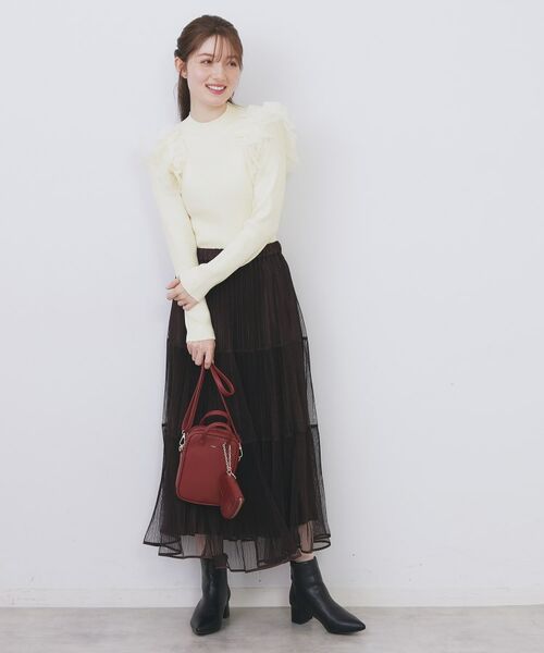 index / インデックス ニット・セーター | ショルダーチュールフリルハイネックニット【洗濯機OK/抗ピル】 | 詳細2