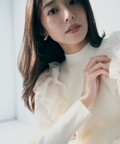index / インデックス ニット・セーター | ショルダーチュールフリルハイネックニット【洗濯機OK/抗ピル】 | 詳細21