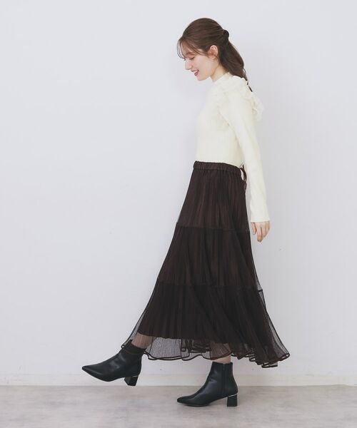 index / インデックス ニット・セーター | ショルダーチュールフリルハイネックニット【洗濯機OK/抗ピル】 | 詳細3