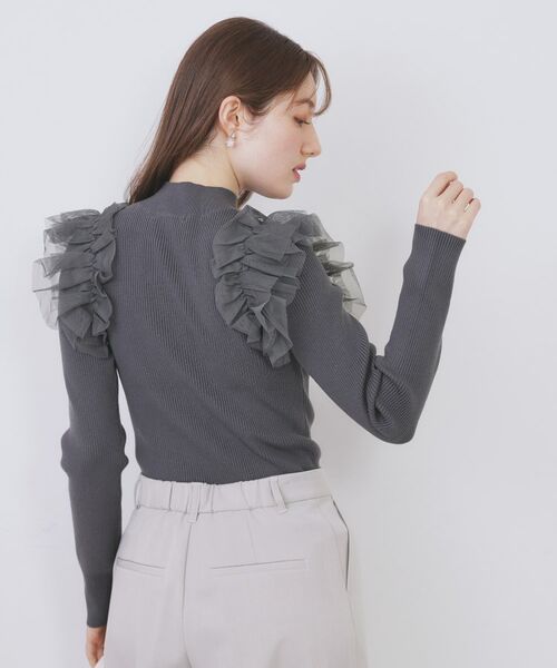 index / インデックス ニット・セーター | ショルダーチュールフリルハイネックニット【洗濯機OK/抗ピル】 | 詳細5