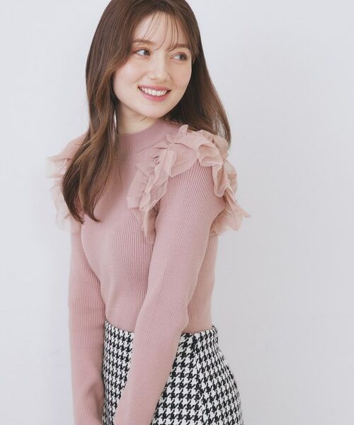 index / インデックス ニット・セーター | ショルダーチュールフリルハイネックニット【洗濯機OK/抗ピル】 | 詳細9