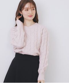 index / インデックス ニット・セーター | ラメ混ファンシーケーブルVネックニット【洗濯機OK】