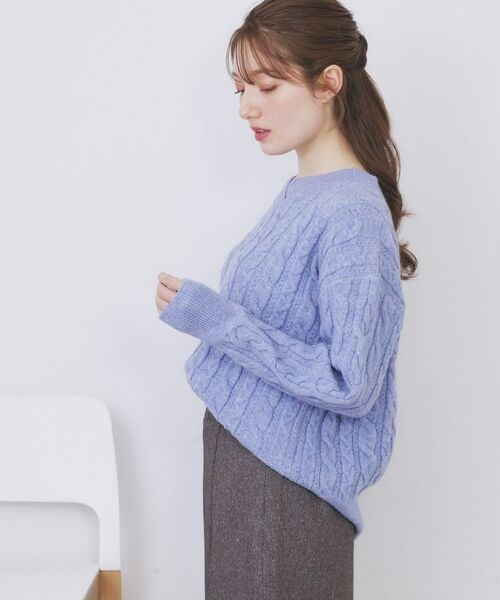 index / インデックス ニット・セーター | ラメ混ファンシーケーブルVネックニット【洗濯機OK】 | 詳細13