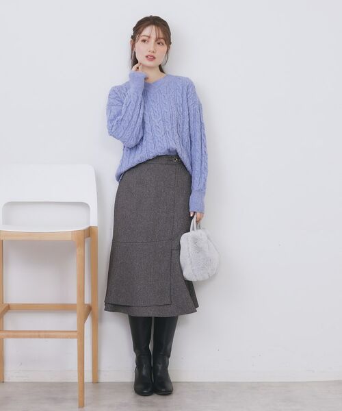 index / インデックス ニット・セーター | ラメ混ファンシーケーブルVネックニット【洗濯機OK】 | 詳細14