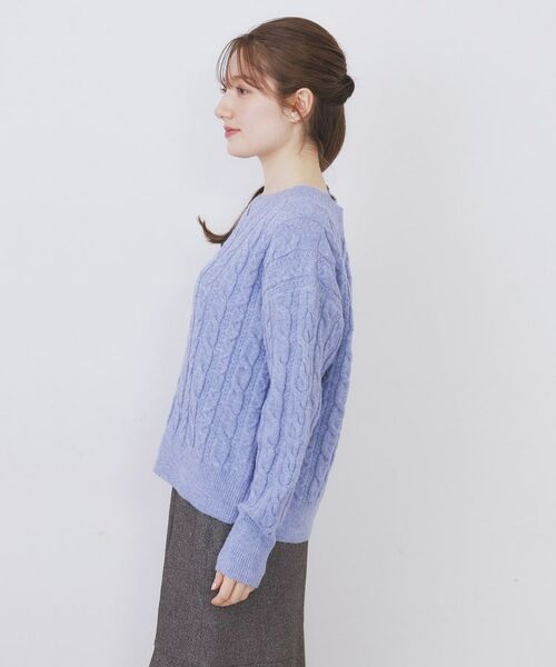 index / インデックス ニット・セーター | ラメ混ファンシーケーブルVネックニット【洗濯機OK】 | 詳細18