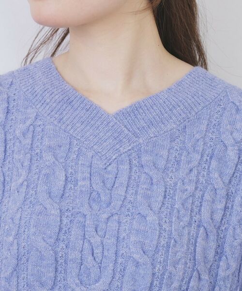 index / インデックス ニット・セーター | ラメ混ファンシーケーブルVネックニット【洗濯機OK】 | 詳細20