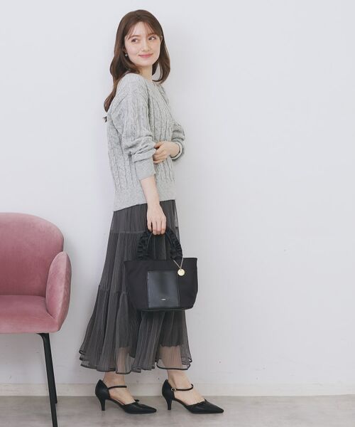 index / インデックス ニット・セーター | ラメ混ファンシーケーブルVネックニット【洗濯機OK】 | 詳細3