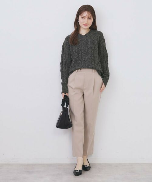index / インデックス ニット・セーター | ラメ混ファンシーケーブルVネックニット【洗濯機OK】 | 詳細6